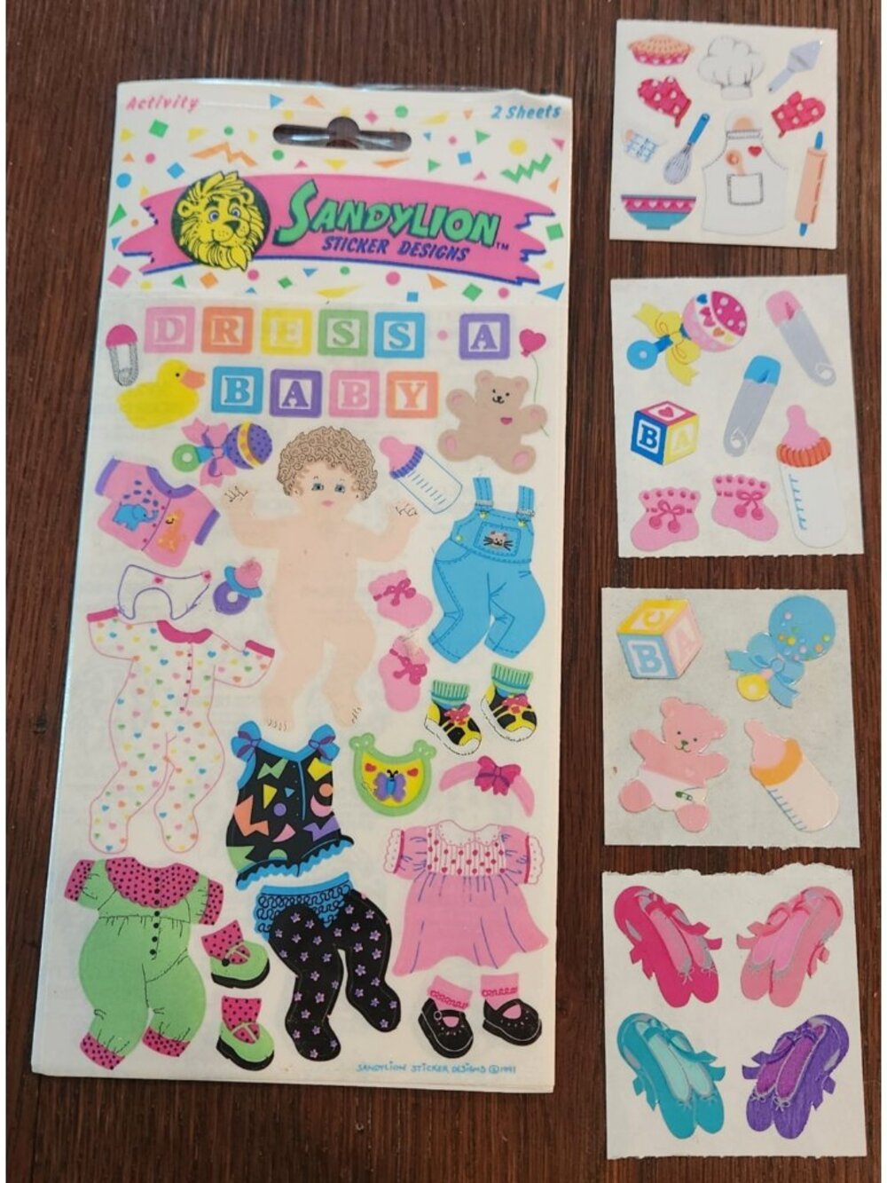 NEW Sandylion Sticker Dress a Baby Maxi Activity Sheet Foil MOP Mods Lot 1991